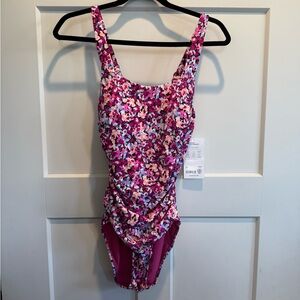 NWT Athleta Pink Elysian Square Neck One Piece Swimsuit